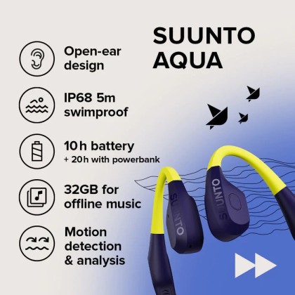 [NEW] Suunto Aqua Swimming Earphone Bone Conduction Headphones Wireless IP68 [FREE GIFTS]