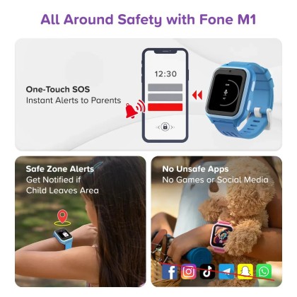 myFirst Fone M1 Kids Smartwatch Video Calls Messaging Real-Time GPS Tracking SOS Button 