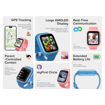 myFirst Fone M1 Kids Smartwatch Video Calls Messaging Real-Time GPS Tracking SOS Button 