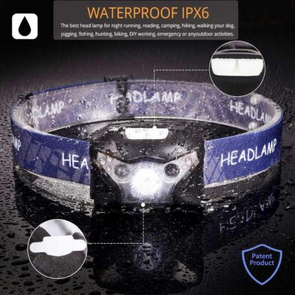Ultra Bright LED HeadLamp Motion Sensor USB Rechargeable head lamp headlight 5 Modes For Running, Camping, Hiking & More
